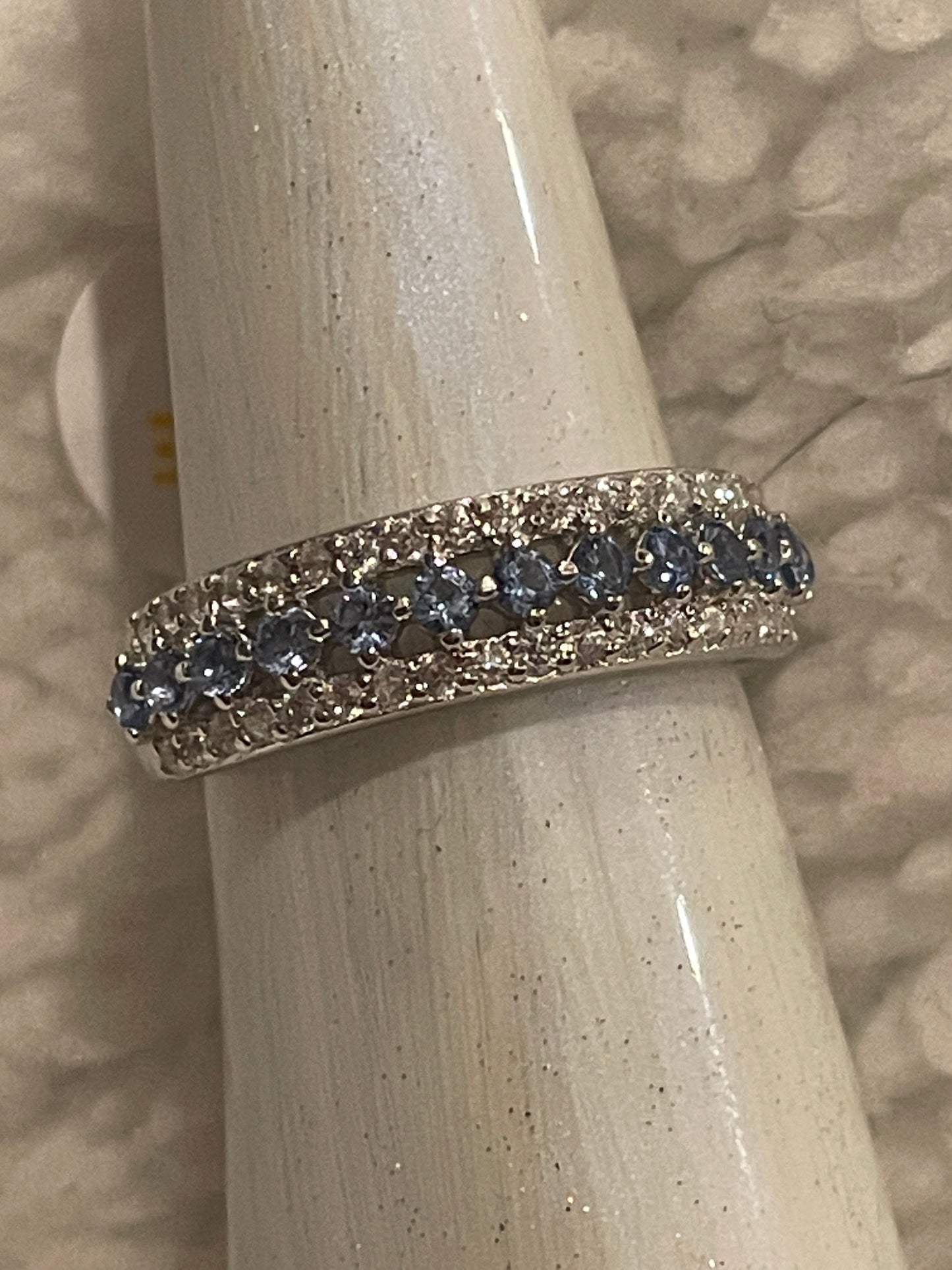Blue Zircon Spinel Solid Sterling Ring Sz7