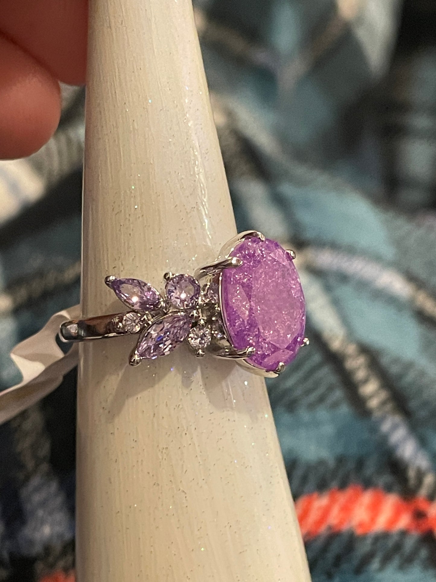 “Starlit Spell” Lavendar Ice Crystal Ring Size 7