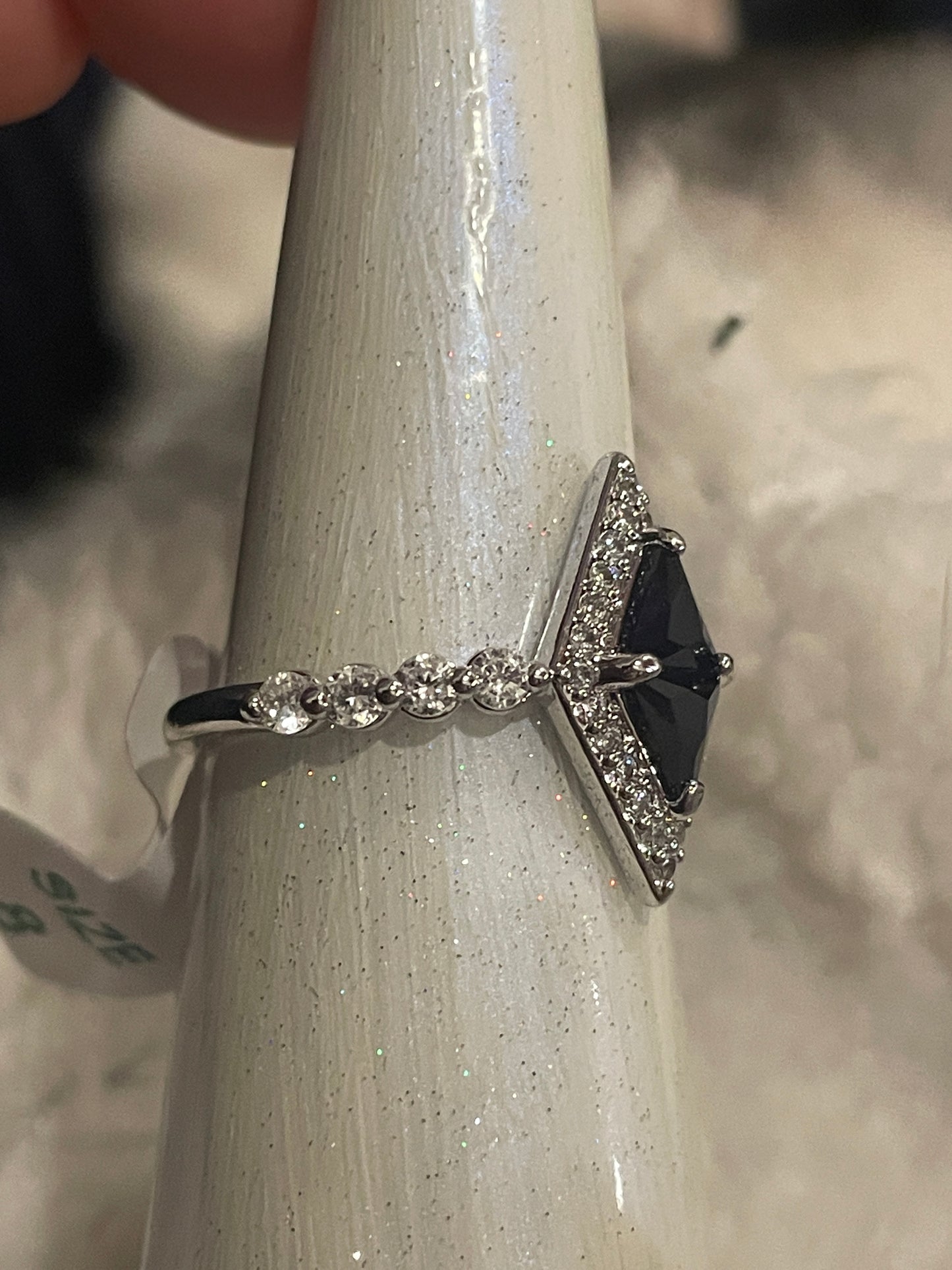 Lab Created Sapphire Ring on Rhodium Plating Size 8