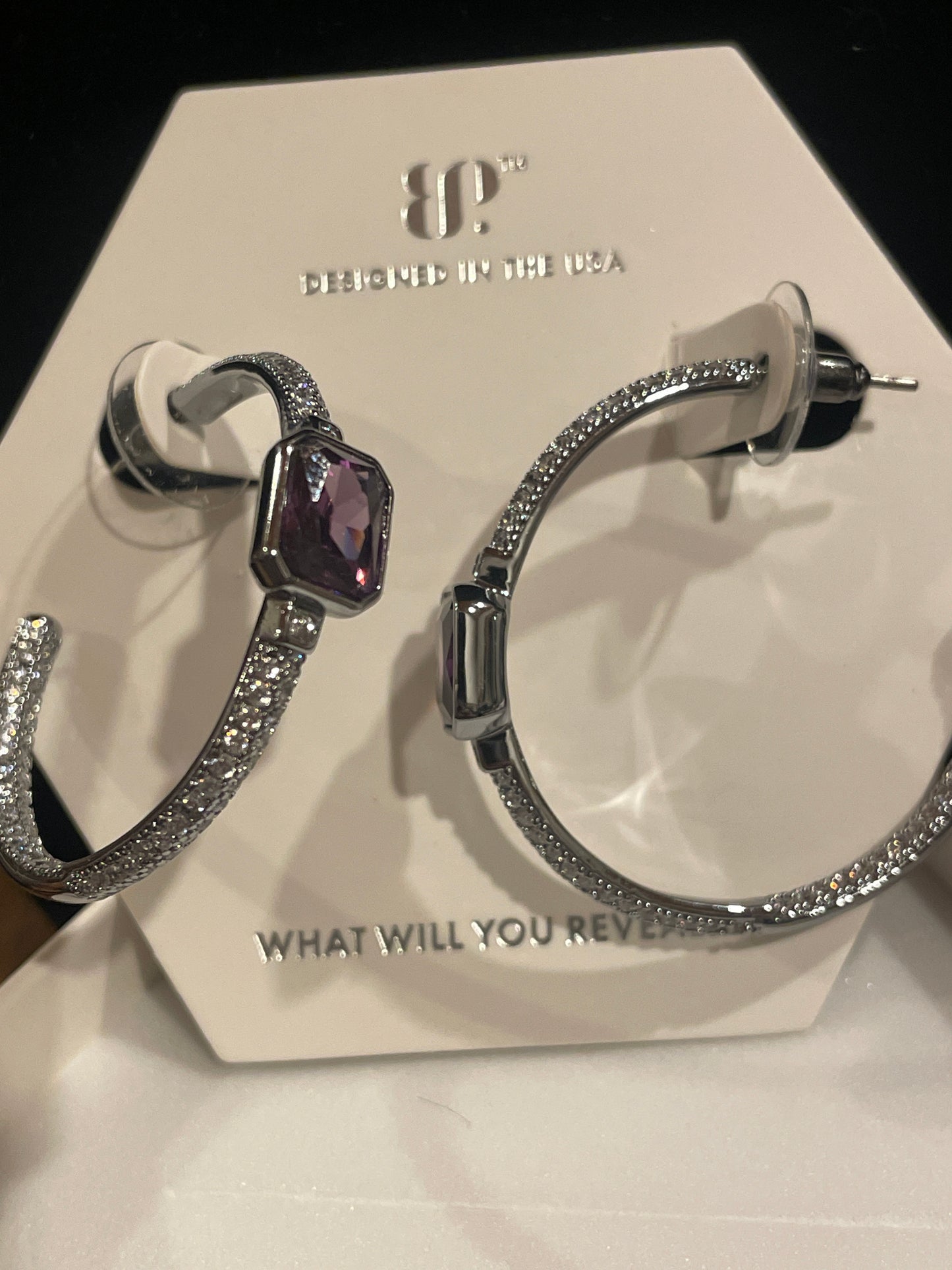 The Edge of Sparkle - Amethyst February Hoops