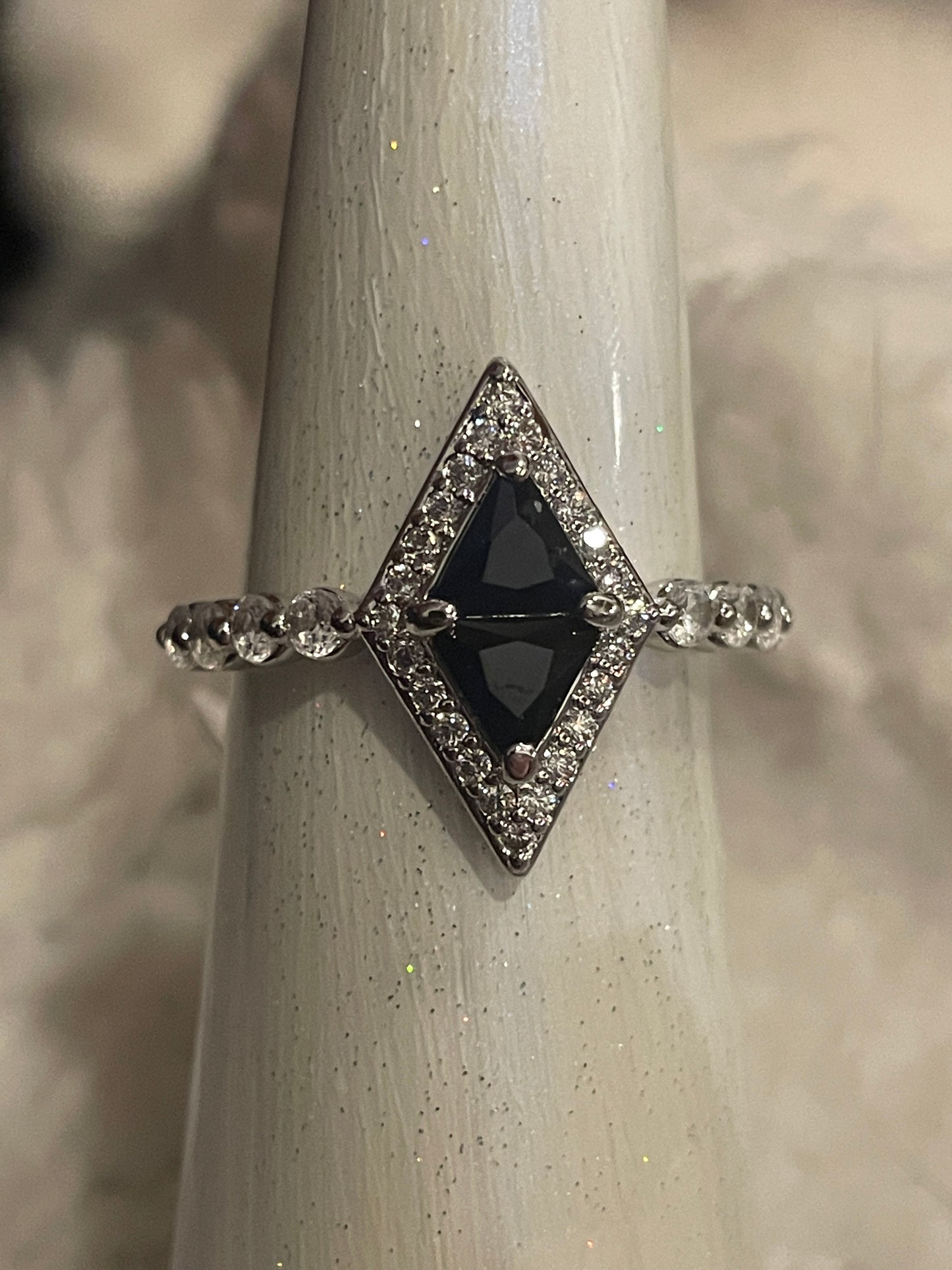 Lab Created Sapphire Ring on Rhodium Plating Size 8
