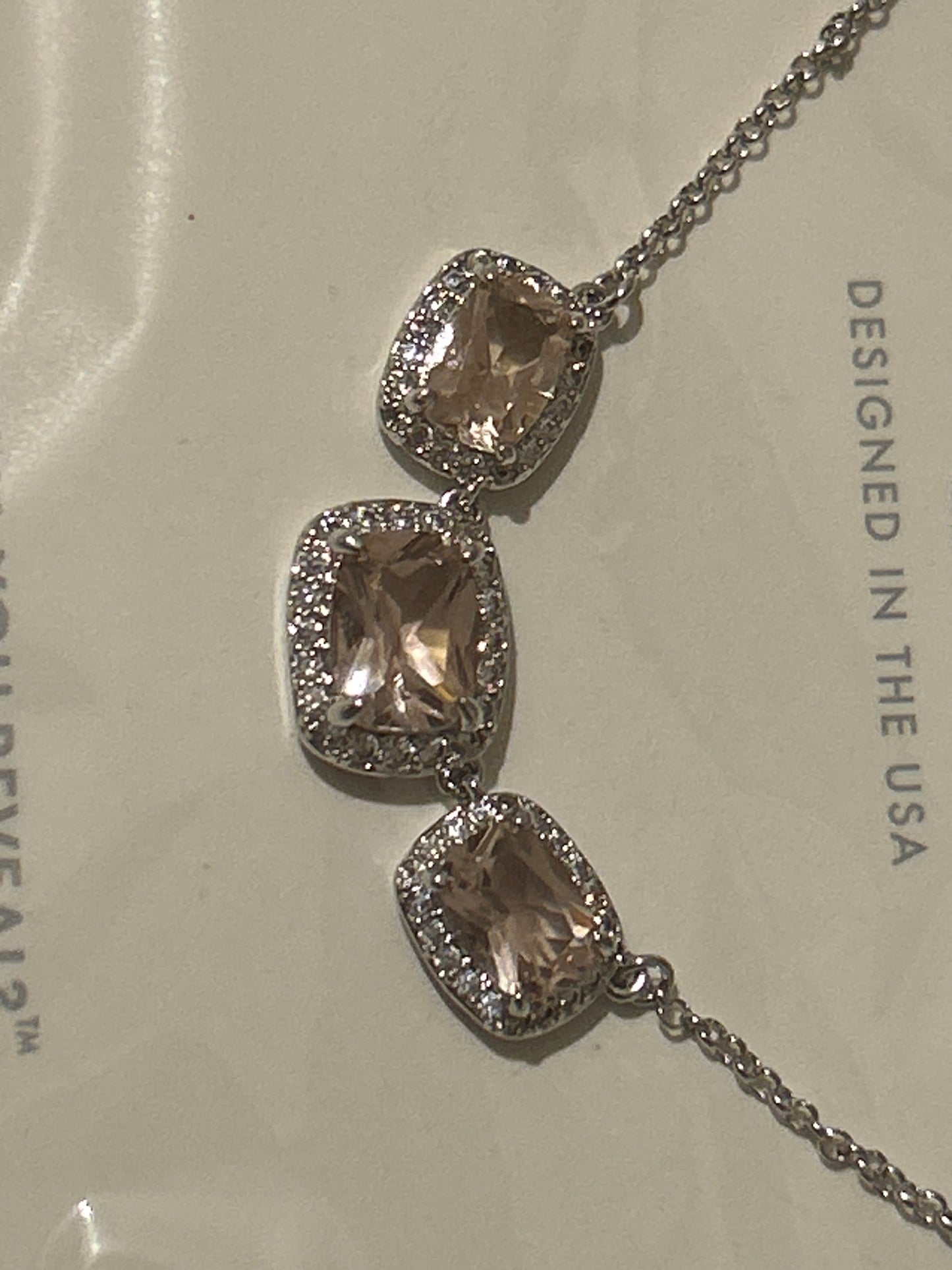 Morganite on Rhodium Necklave