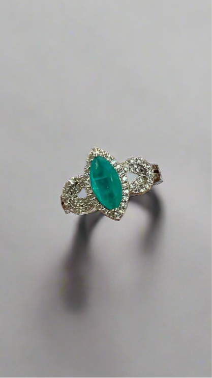 “Call it Heaven” Emerald Ring infused with Genuine Quartz Sz10