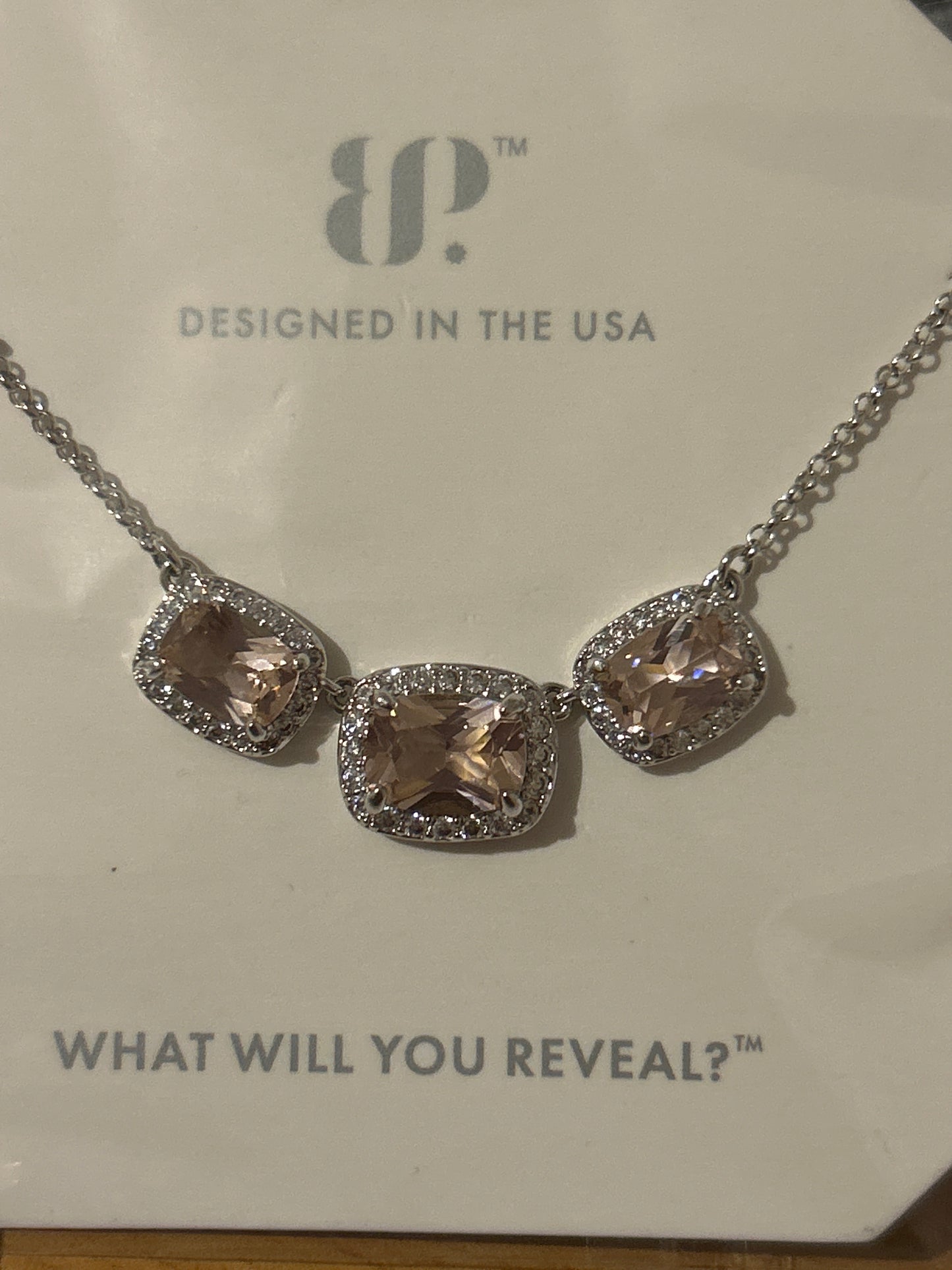 Morganite on Rhodium Necklave