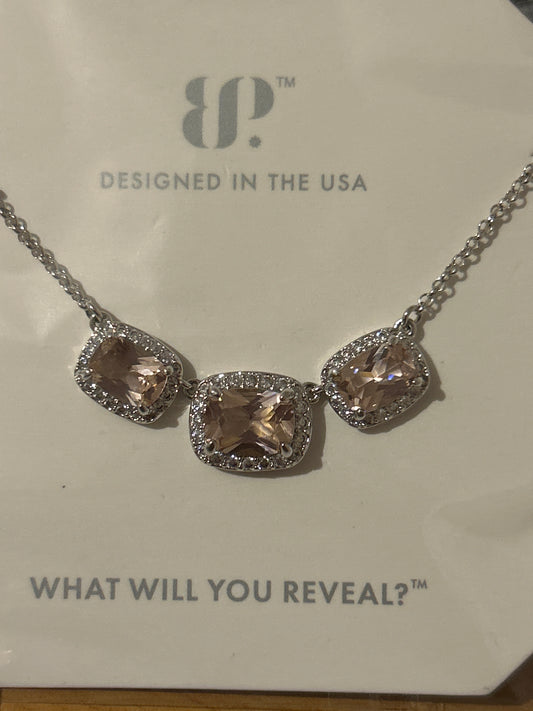 Morganite on Rhodium Necklave