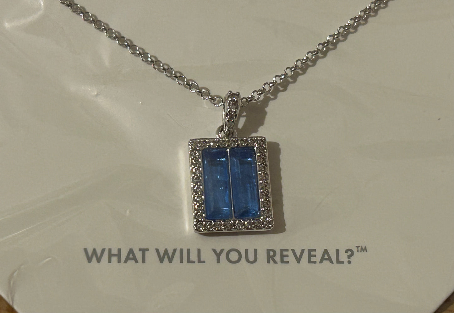 Ocean Blue Quartz on Rhodium