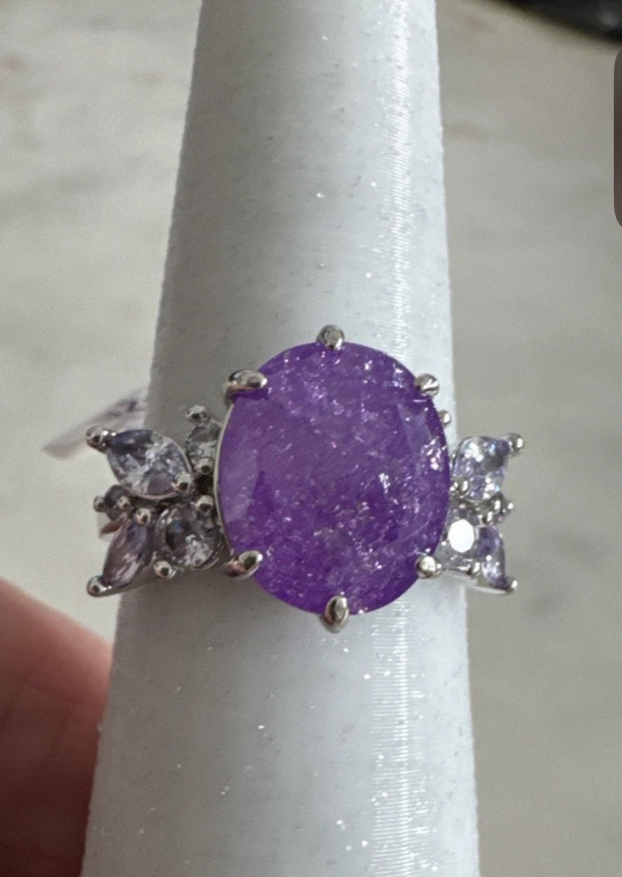 “Starlit Spell” Lavendar Ice Crystal Ring Size 7