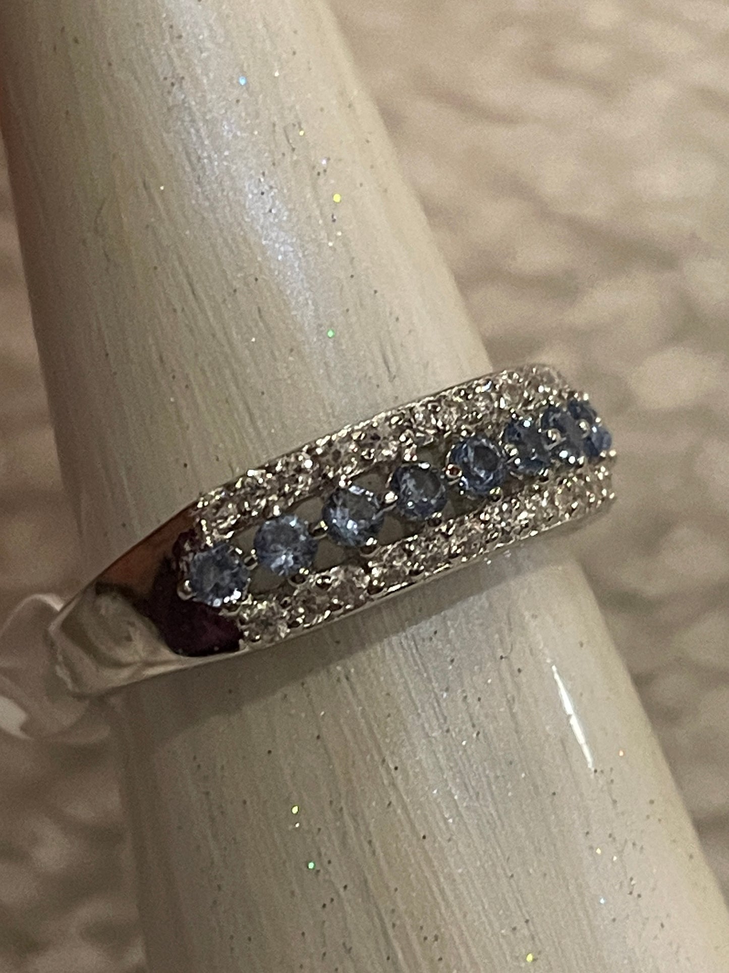 Blue Zircon Spinel Solid Sterling Ring Sz7