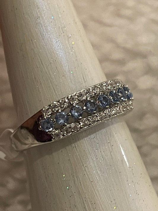 Blue Zircon Spinel Solid Sterling Ring Sz7