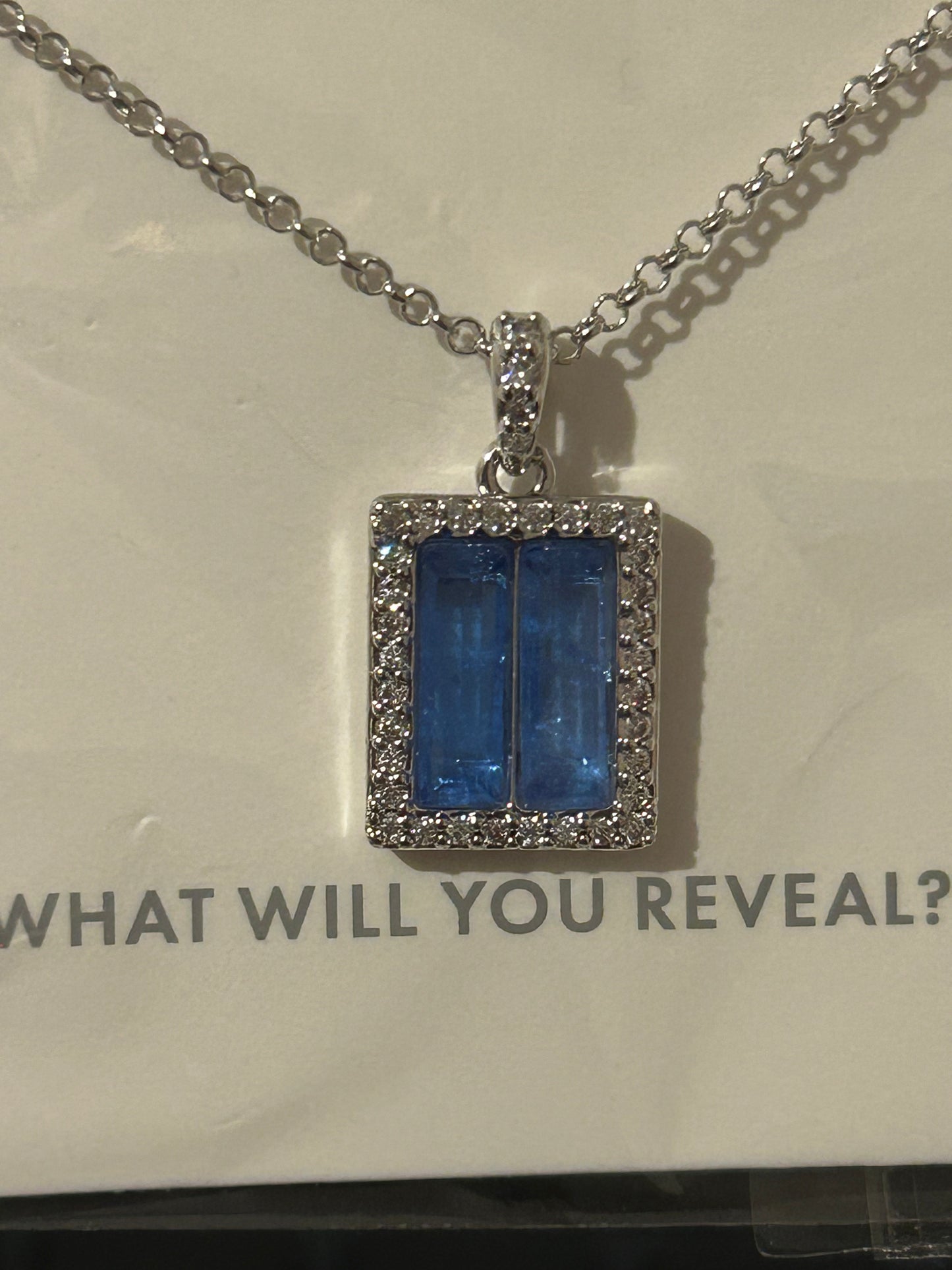 Ocean Blue Quartz on Rhodium