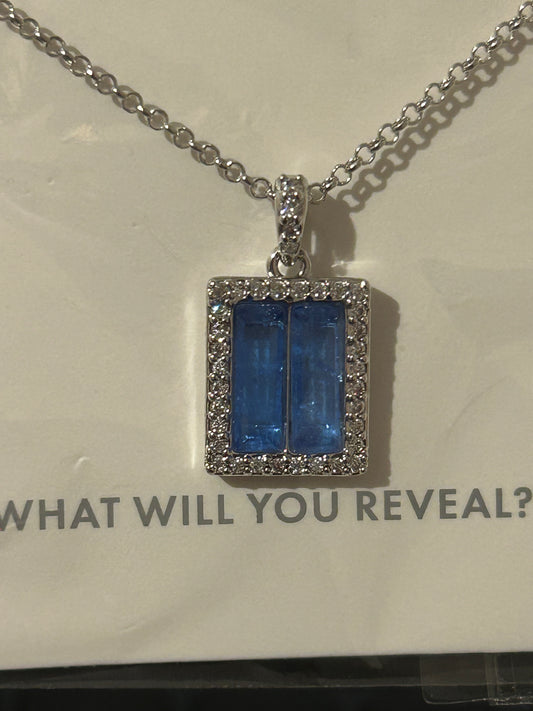 Ocean Blue Quartz on Rhodium