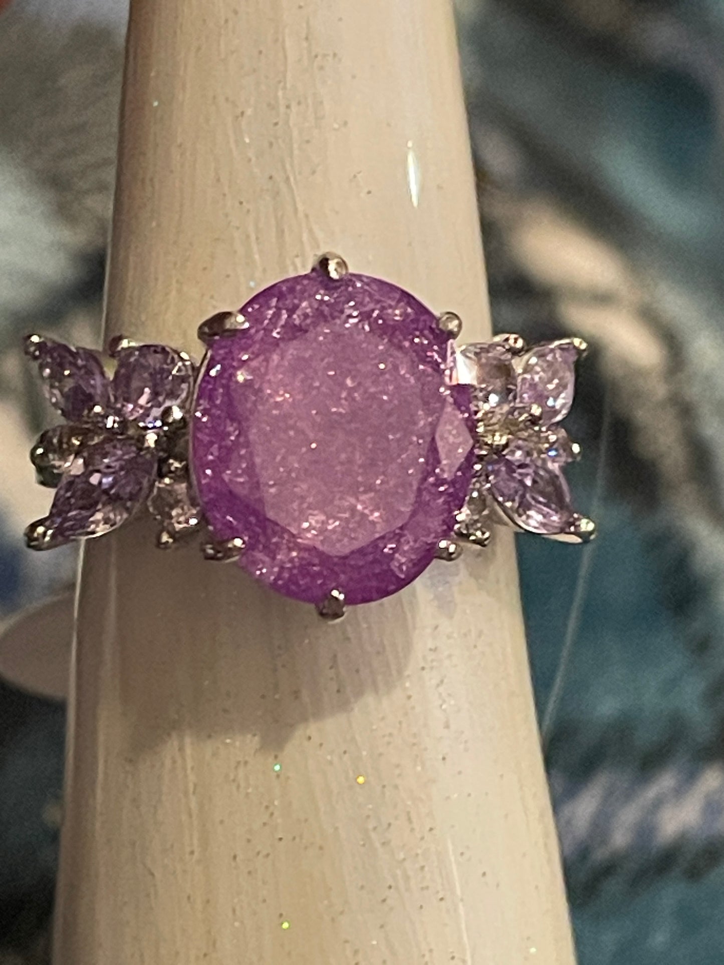 “Starlit Spell” Lavendar Ice Crystal Ring Size 7